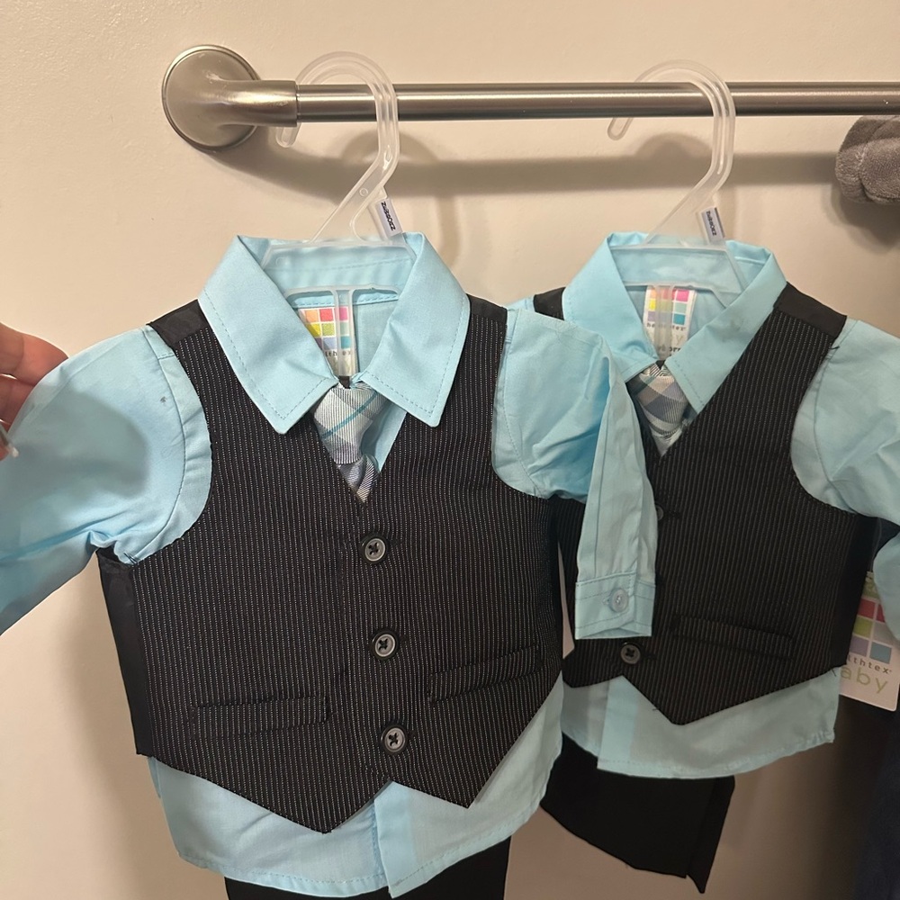 Healthtex Kids Vest and Shirt Set - Light Blue and Black